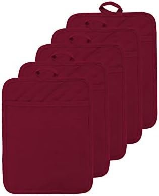 7x9 Red Oven Pot Holder with Pocket Heat-Resistant Cotton Potholder