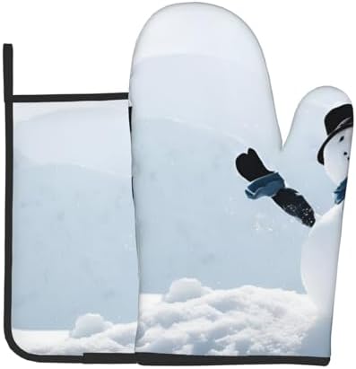 Christmas Happy Snowman Oven Mitts and Pot Holders Set