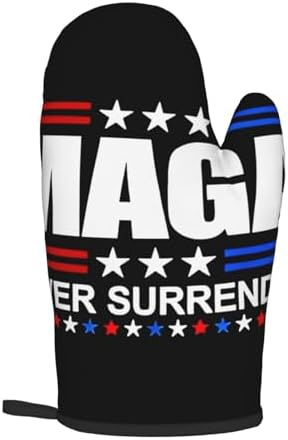 Mraefoa Trump 2024 MAGA Never Surrender Heat-Resistant Oven Mitts Pot Holders Set