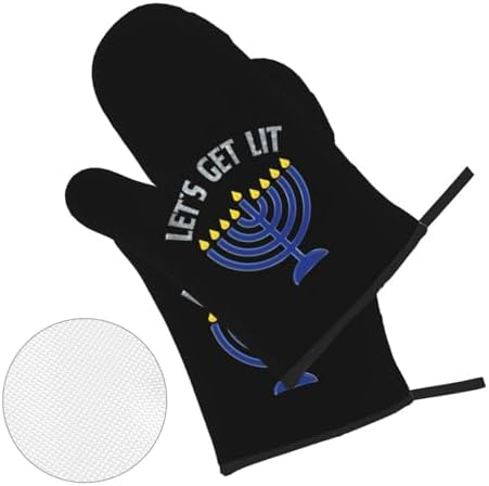Happy Hanukkah Oven Mitts and Pot Holders 4-Piece Set