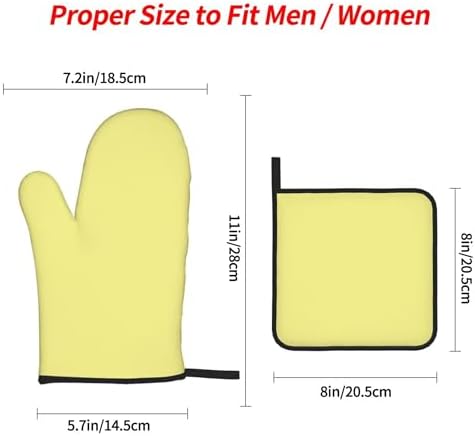 Curdesi Heat-Resistant Oven Mitts Set 4PCS Pale Yellow