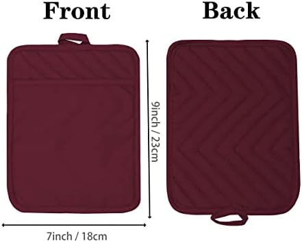 7x9 Red Oven Pot Holder with Pocket Heat-Resistant Cotton Potholder