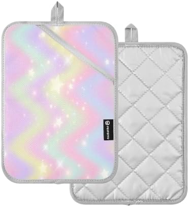 Kcldeci Rainbow Stars Hearts 2-Pack Oven Mitts