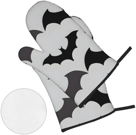 Halloween Oven Mitts Set of 4 - Waterproof Heat-Resistant Grey Prints