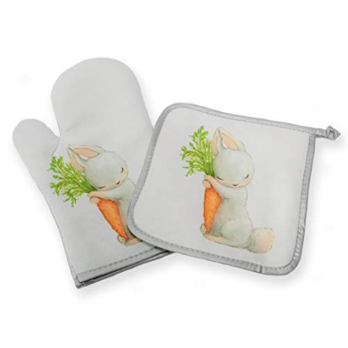 Easter Bunnys Touch Retro-Chic Kitchen Potholders for Gifting