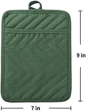 Anyi 7x9 Heat-Resistant Cotton Pot Holder Set 3-Pack Hunter Green