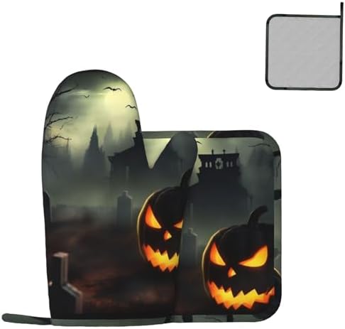 Trusted Halloween Horror Silicone Oven Mitts Pot Holders Set of 2