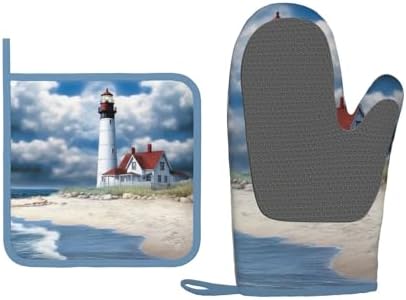 Oven Mitt Potholder Set - Denim Design Heat Resistant waterproof