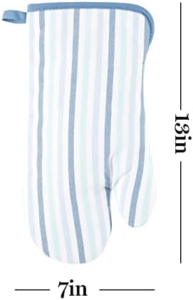 Martha Stewart Daisy Stripe Oven Mitt Set Heat-Resistant Comfortable