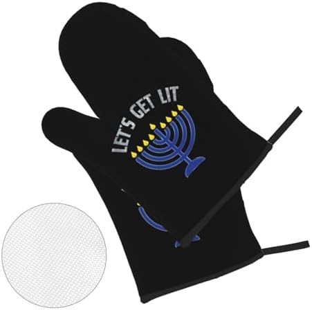 Happy Hanukkah Premium Heat-Resistant Oven Mitts Pot Holders Baking Set of 4