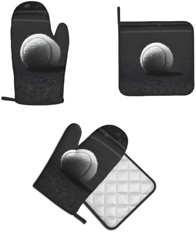 Baseball Print Oven Mitts Set