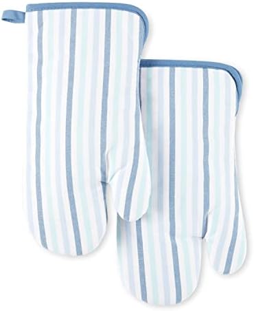 Martha Stewart Daisy Stripe Oven Mitt Set Heat-Resistant Comfortable