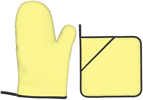 Curdesi Heat-Resistant Oven Mitts Set 4PCS Pale Yellow