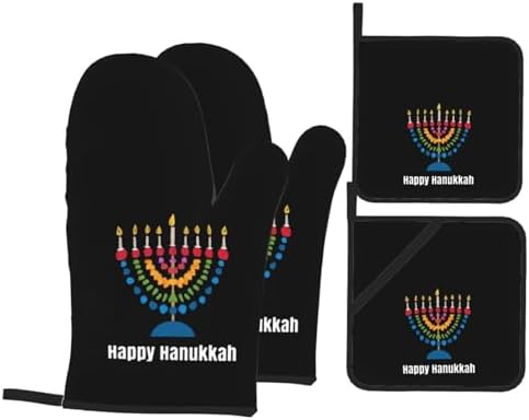 Happy Hanukkah Oven Mitts Set