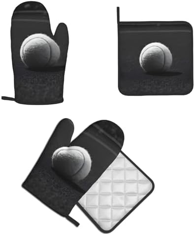 Baseball Print Oven Mitts Set