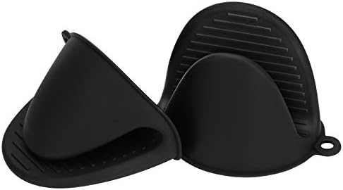 Tifanso Silicone Oven Mitts Set 1 Pair Black
