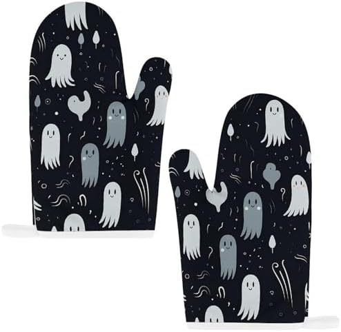 Cute Halloween Ghost Oven Mitts Pot Holders Set heat resistant