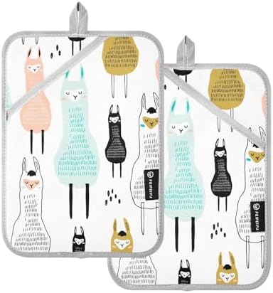 Dxzium Potholder Llama Set 2 - Heat Resistant Kitchen Tools