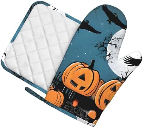 Trick-or-Treat Halloween Pumpkins Heat-Resistant Oven Mitts for Cooking