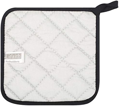 Lifaith 100 Cotton Terry Potholder Set of 5 Heat Resistant Black