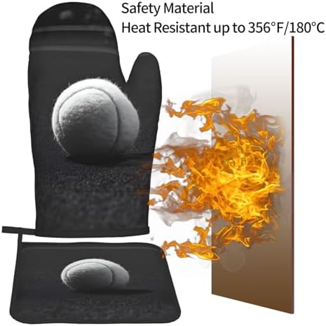 Baseball Print Oven Mitts Set