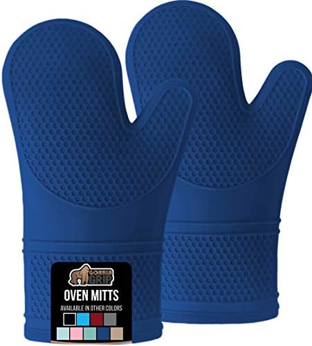 GORILLA GRIP BPA-Free Soft Silicone Oven Mitts 125 Blue
