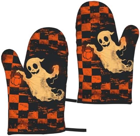 Halloween Skull Oven Mitts Heat Resistant Non-Slip Waterproof 1