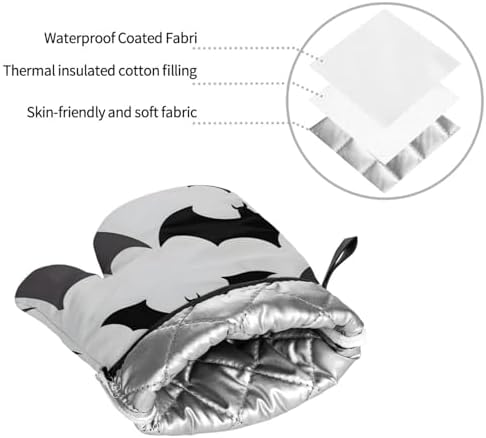 Halloween Oven Mitts Set of 4 - Waterproof Heat-Resistant Grey Prints