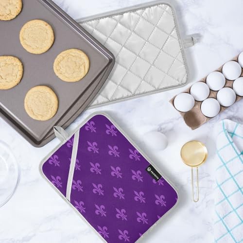 Kcldeci Mardi Gras Purple Carnival Festive 2-Pack Pot Holder Set Heat Resistant