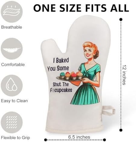 Funny Oven Mitts for Women with Shout the Fucupcakes Text