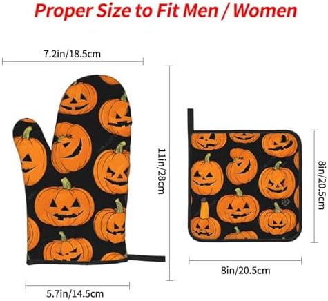 Vuiopuf Halloween Pumpkin Oven Mitts 4-Piece Set