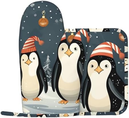 NonhailSilicone Oven Mitts and Potholders Set 500F Heat Resistance Christmas Gifts