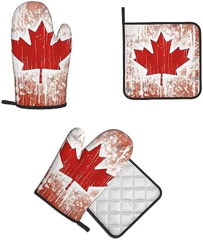 Canada Flag Oven Mitts Pot Holders Set