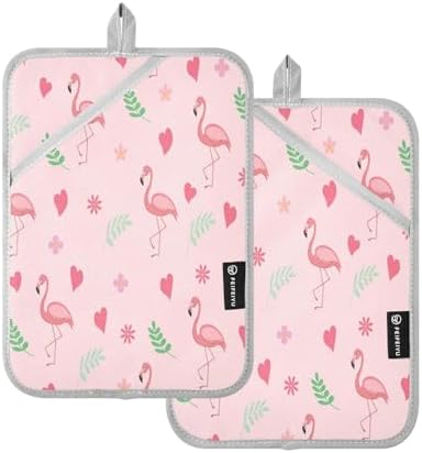 Bright Pink Flamingo Potholders Heat-Resistant Oven Mitts for Cooking Baking