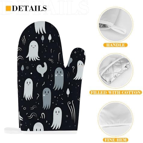 Cute Halloween Ghost Oven Mitts Pot Holders Set heat resistant