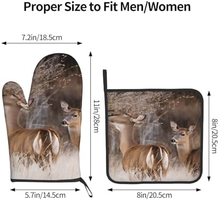 Free Whitetail Deer Printed Oven Mitts Pot Holders Set - Heat-Resistant Kitchen Potholders