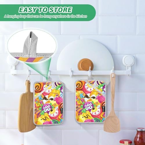 2Pcs Trick Or Treat Pot Holder Set Non-Slip Potholders with Pockets