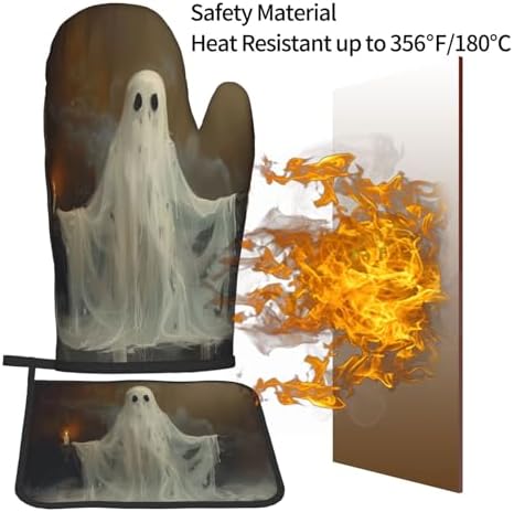 Gjieliness Halloween Ghost and Candle Oven Mitts Set