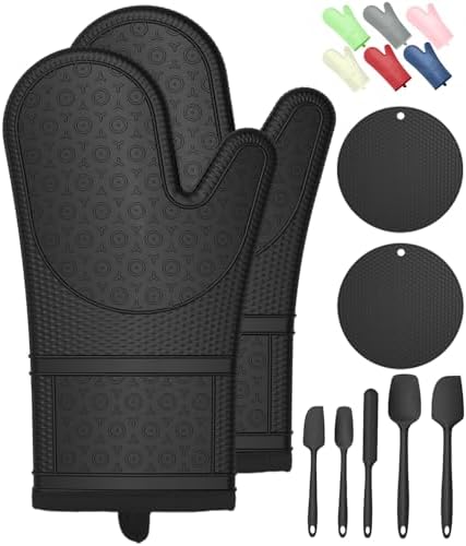 SMRCAD Silicone Oven Mitts with 5 Spatulas Set