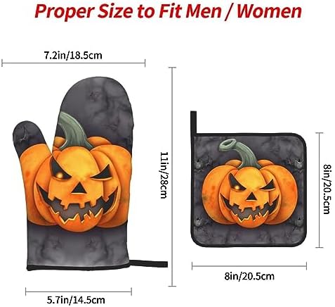 EKYOSHCZ Halloween Pumpkin Oven Mitts and Potholders Set of 4