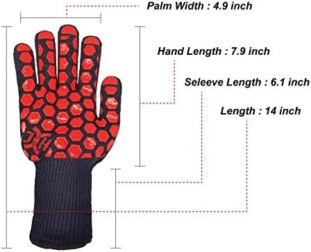 J H Heat Resistant Oven Glove 932F 2 Layers Silicone 1 Pair