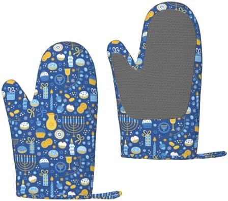 Happy Hanukkah Oven Mitts transparent silicone oven gloves for cooking