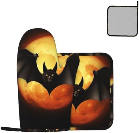 Halloween Compatible Silicone Oven Mitts and Pot Holders Set of 2