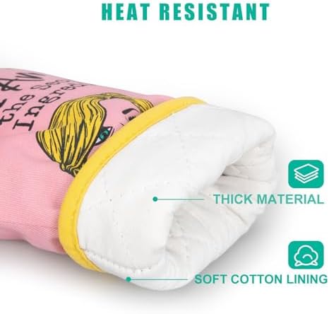 Funny Pink Oven Mitt Set for Baking Kitchen_GF