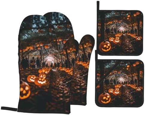 Halloween Trick or Treat 4-Piece Oven Mitt Set