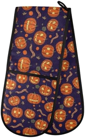 Halloween Orange Pumpkin Oven Mitts Non-Slip Hot Pads