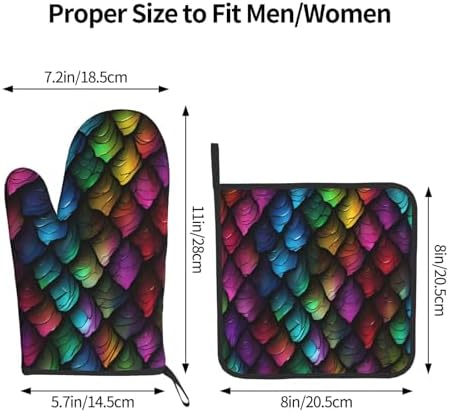 Quopvn Dragon Scale Printed Oven Mitts Pot Holders 2PCS Set