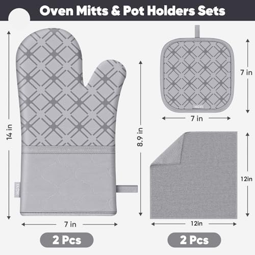 6-Piece Oven Mitts Set Heat-Resistant Premium Soft