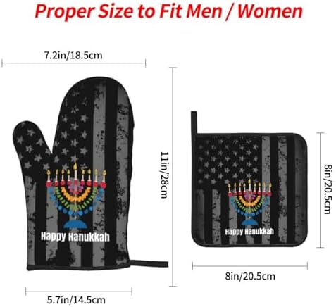 Happy Hanukkah Oven Mitts and Pot Holders Set 4 PCS
