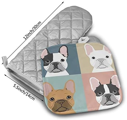 French Bulldogs Oven Mitts Pot Holders Set 2 Piece